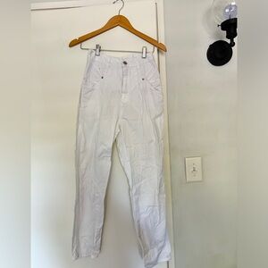 Linen/denim material white high waisted pants